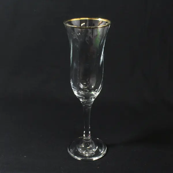 Set of 4 Optic Swirl Champagne Flutes With Gold Rims  8.5"