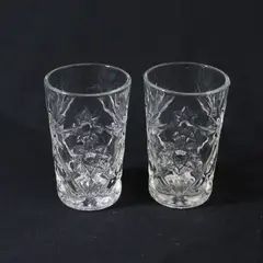 2 Anchor Hocking Early American Prescut 4 Ounce Juice Glasses 4" 