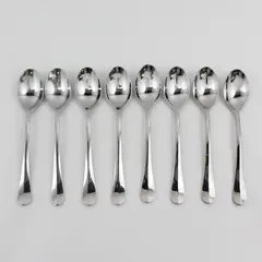 Lot of 8 Gourmet Settings 18/0 Stainless 8.25" Oval Soup Spoons