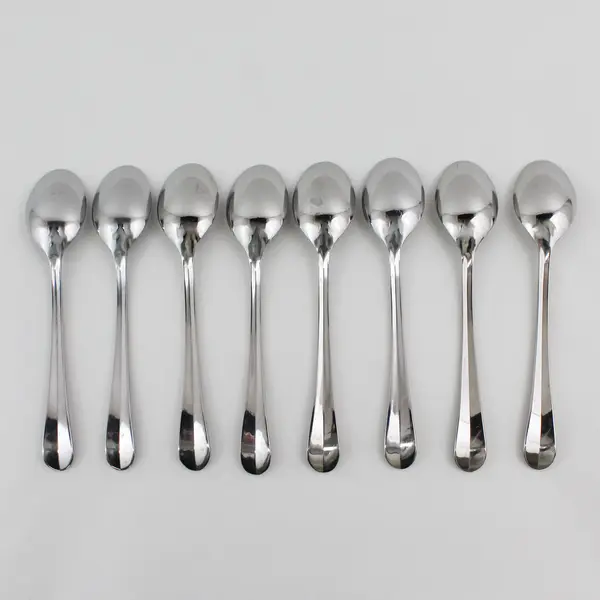 Lot of 8 Gourmet Settings 18/0 Stainless 8.25" Oval Soup Spoons