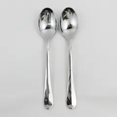 Lot of 2 Gourmet Settings Unknown Pattern 18/C SS Oval Soup Spoons 8.25"