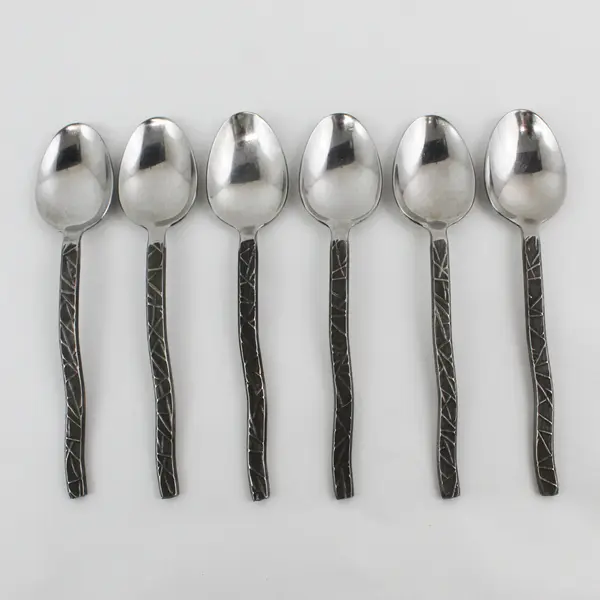 Lot of 6 Gourmet Settings New Wave Pattern 18/8 SS Oval Soup Spoons 7.75"