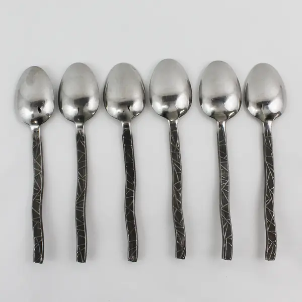 Lot of 6 Gourmet Settings New Wave Pattern 18/8 SS Oval Soup Spoons 7.75"
