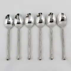 Lot of 6 Gourmet Settings Exotique Platinum Pattern 18/10 SS Oval Soup Spoons 8"