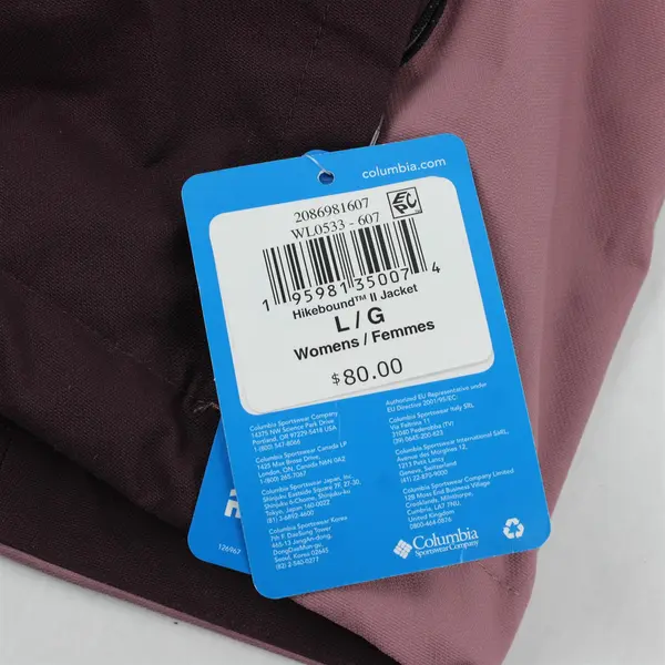 NWT Columbia Women's L Purple Hikebound II Omni-Tech Rain Jacket 