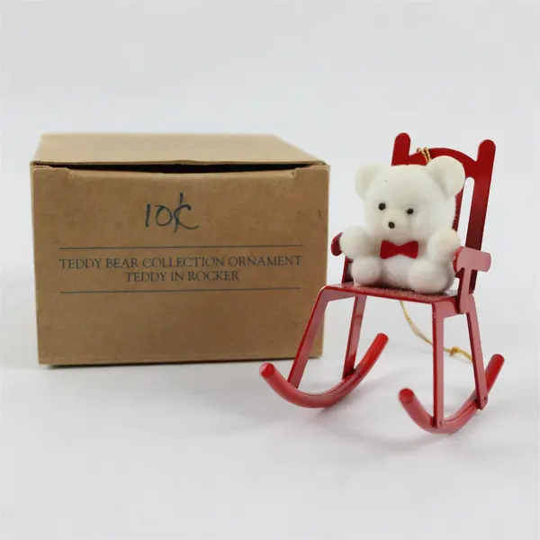 Lot of 5 Vtg Avon Collection Christmas Teddy Bear Flocked Ornaments