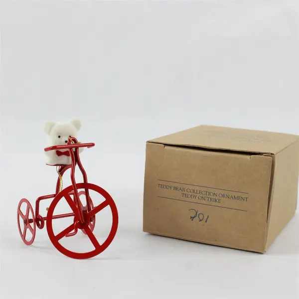 Lot of 5 Vtg Avon Collection Christmas Teddy Bear Flocked Ornaments