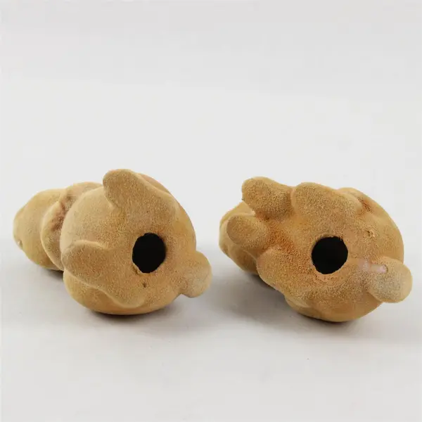 Lot of 2 Vintage Flocked Hard Body Bunny Rabbit Figurines 