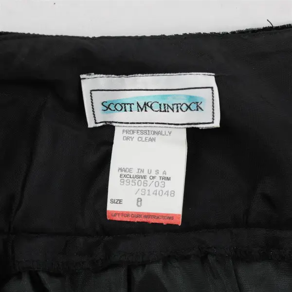 Vintage 80's Scott McClintock Women's Size 8 Black Velvet Midi Pencil Skirt 