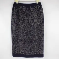 Vtg Talbots Women's 12P Purple Paisley 100% Wool Pencil Skirt