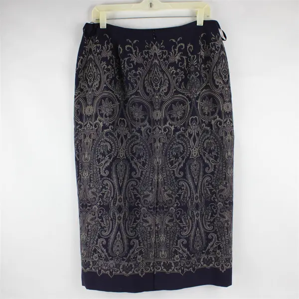 Vtg Talbots Women's 12P Purple Paisley 100% Wool Pencil Skirt