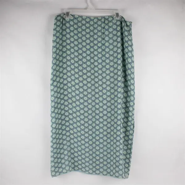 Y2K Caslon Women's M Petite Blue Floral 100% Silk Maxi Skirt