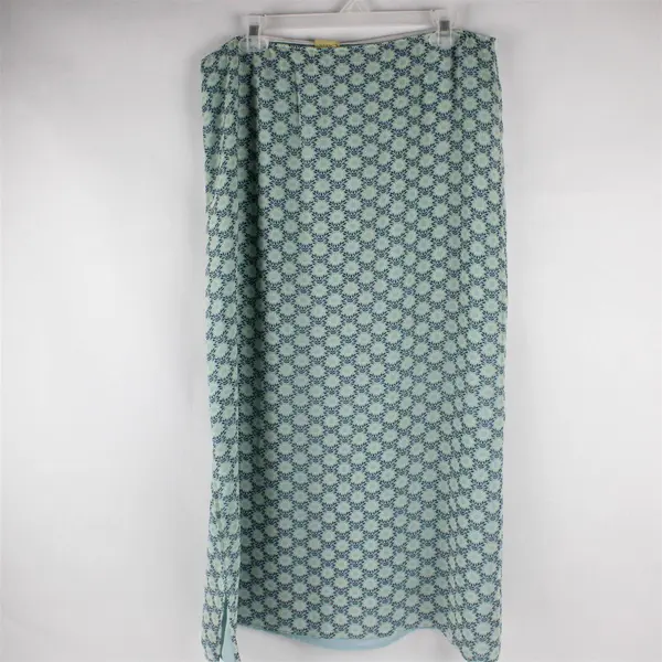 Y2K Caslon Women's M Petite Blue Floral 100% Silk Maxi Skirt