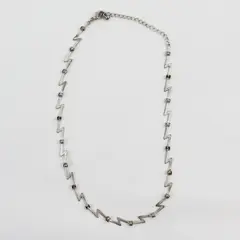 Silver-Tone Zigzag Lightning Bolt Link Necklace 16.5"
