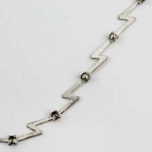 Silver-Tone Zigzag Lightning Bolt Link Necklace 16.5"