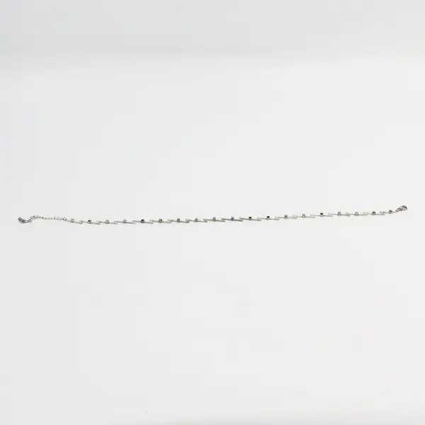 Silver-Tone Zigzag Lightning Bolt Link Necklace 16.5"