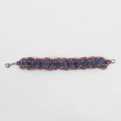 Iridescent Purple and Blue Seed Bead Bracelet 6-3/4"