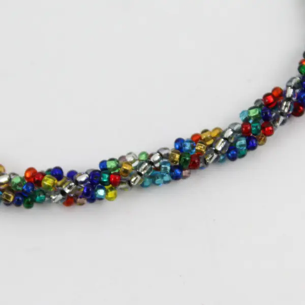 Multicolor Glass Seed Bead Bracelet 9"