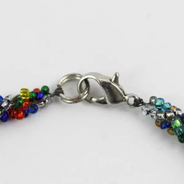 Multicolor Glass Seed Bead Bracelet 9"