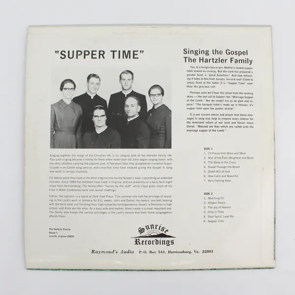 Singing The Gospel The Hartzler Family Supper Time 12" Vinyl Record