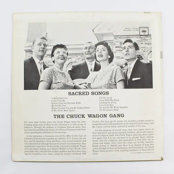 The Chuck Wagon Gang Sacred Songs 12"  Vinyl Record 