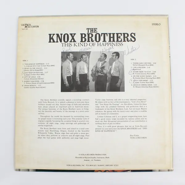 Knox Brothers This Kind of Happiness Verla Records VLP-101 12" Vinyl LP