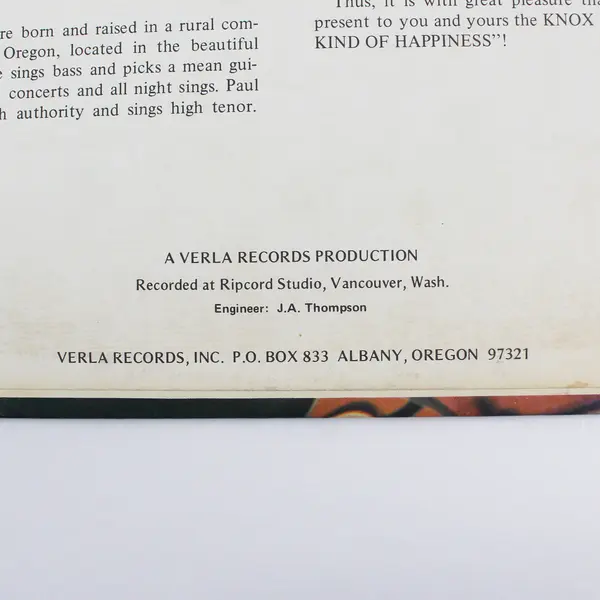 Knox Brothers This Kind of Happiness Verla Records VLP-101 12" Vinyl LP