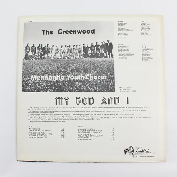 The Greenwood Mennonite Youth Chorus My God And I 12" Vinyl LP