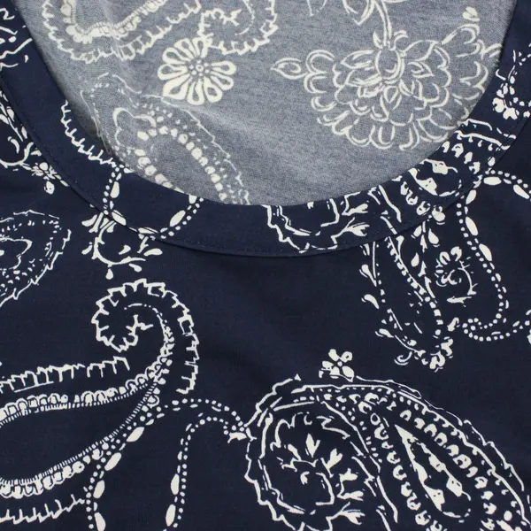 Woman Within Navy Blue and White Paisley 3/4-Sleeve Scoop Neck Top Women's 1X