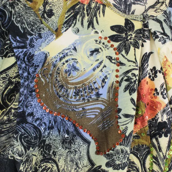 Liz & Me Multicolor Floral Print Sequin 3/4-Sleeve Top Women's 4X