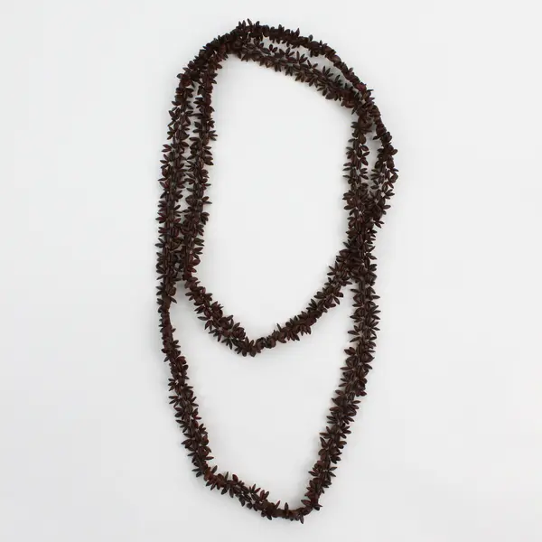 Handmade Long Brown Koa Seed Lei Necklace 26"