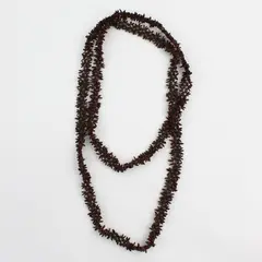 Handmade Long Brown Koa Seed Lei Necklace 26"
