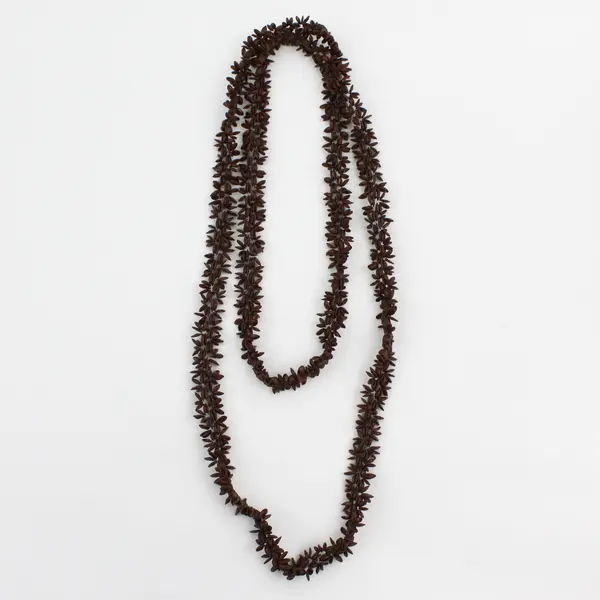 Handmade Long Brown Koa Seed Lei Necklace 26"