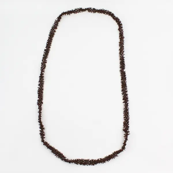 Handmade Long Brown Koa Seed Lei Necklace 26"