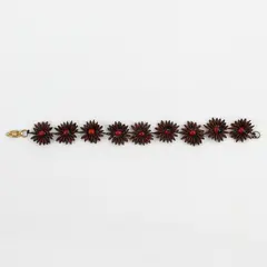 Vintage Handmade Brown Koa Seed Flower Beaded Bracelet 7-3/4"