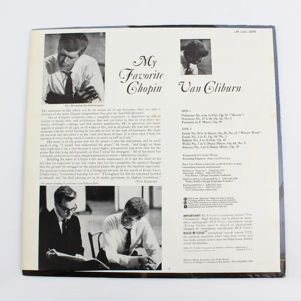Van Cliburn My Favorite Chopin 12" Vinyl LP RCA Victor Red Seal LSC-2576
