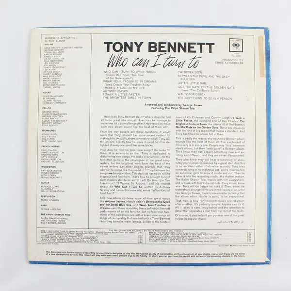 Tony Bennett Who Can I Turn To  12"  Vinyl Record