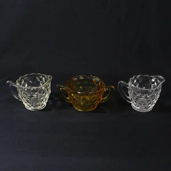 Lot of 3 Fostoria American Creamers And Open Sugar Bowl