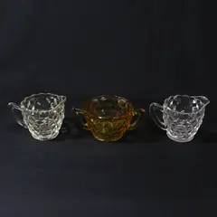 Lot of 3 Fostoria American Creamers And Open Sugar Bowl