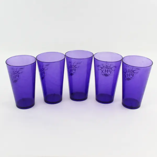 Lot of 5 Phoenix Suns Purple Plastic Drinking Glasses Tumblers