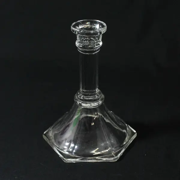 HOMCO Clear Glass Pedestal Candlestick Holder 6"