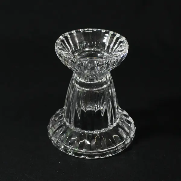 Gorham Reversible Ribbed Crystal Candlestick Holder 4"