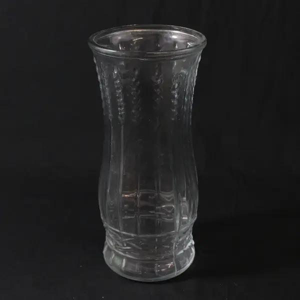 Vintage Brody Co. Clear Glass Raised Wheat Stalk Pattern Vase 8.5"