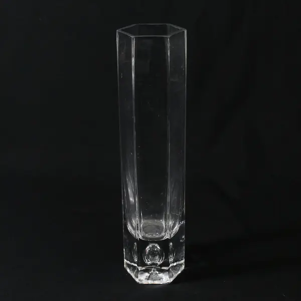 Clear Glass Faceted Hexagonal Vase 9-1/4"