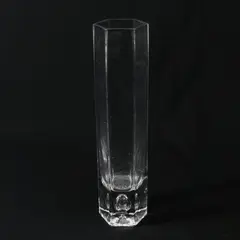 Clear Glass Faceted Hexagonal Vase 9-1/4"