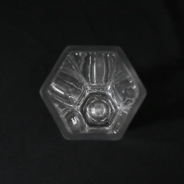 Clear Glass Faceted Hexagonal Vase 9-1/4"
