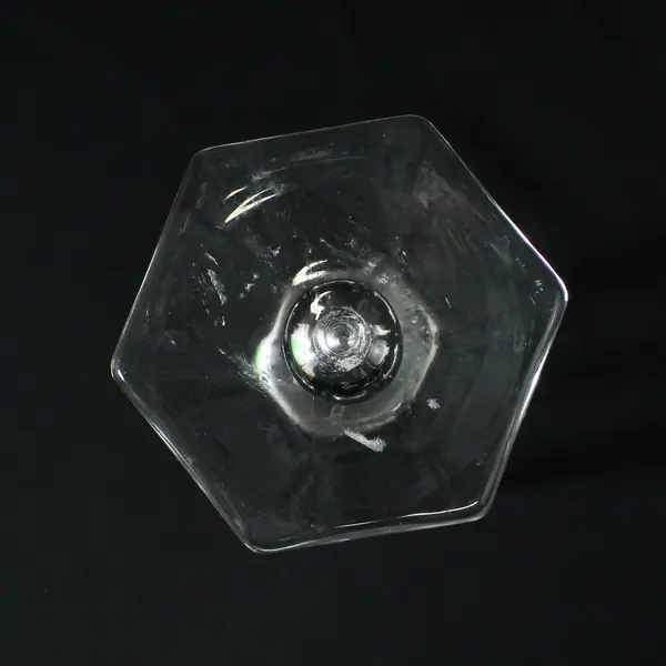 Clear Glass Faceted Hexagonal Vase 9-1/4"