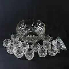 Hazel Atlas Williamsport Clear Square 23 Pc Punch Bowl Set
