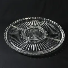 Vintage 5 Part Clear Ribbed  Divided Relish Dish 13.5"