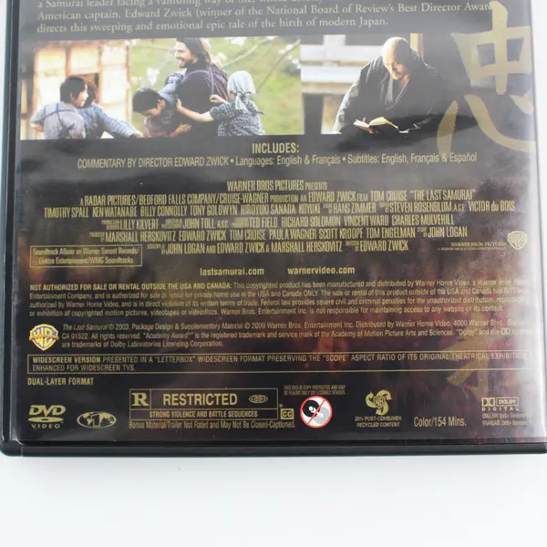 The Last Samurai (DVD, 1 Disc, Edward Zwick, 2003, Warner Bros, War/Drama)